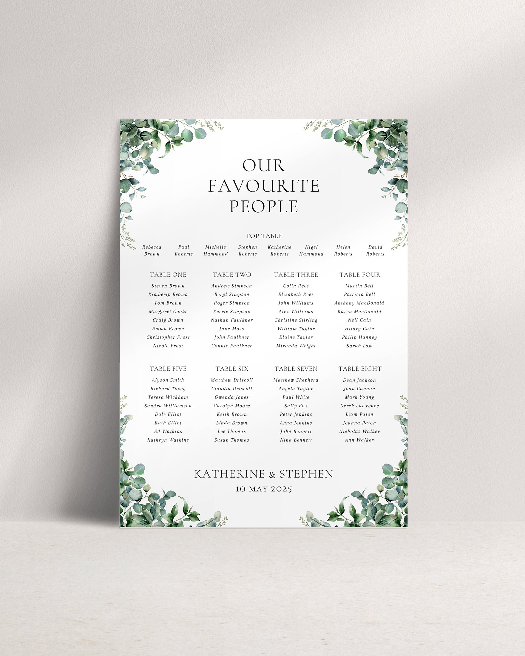 Anthony A1 Wedding Seating Plan