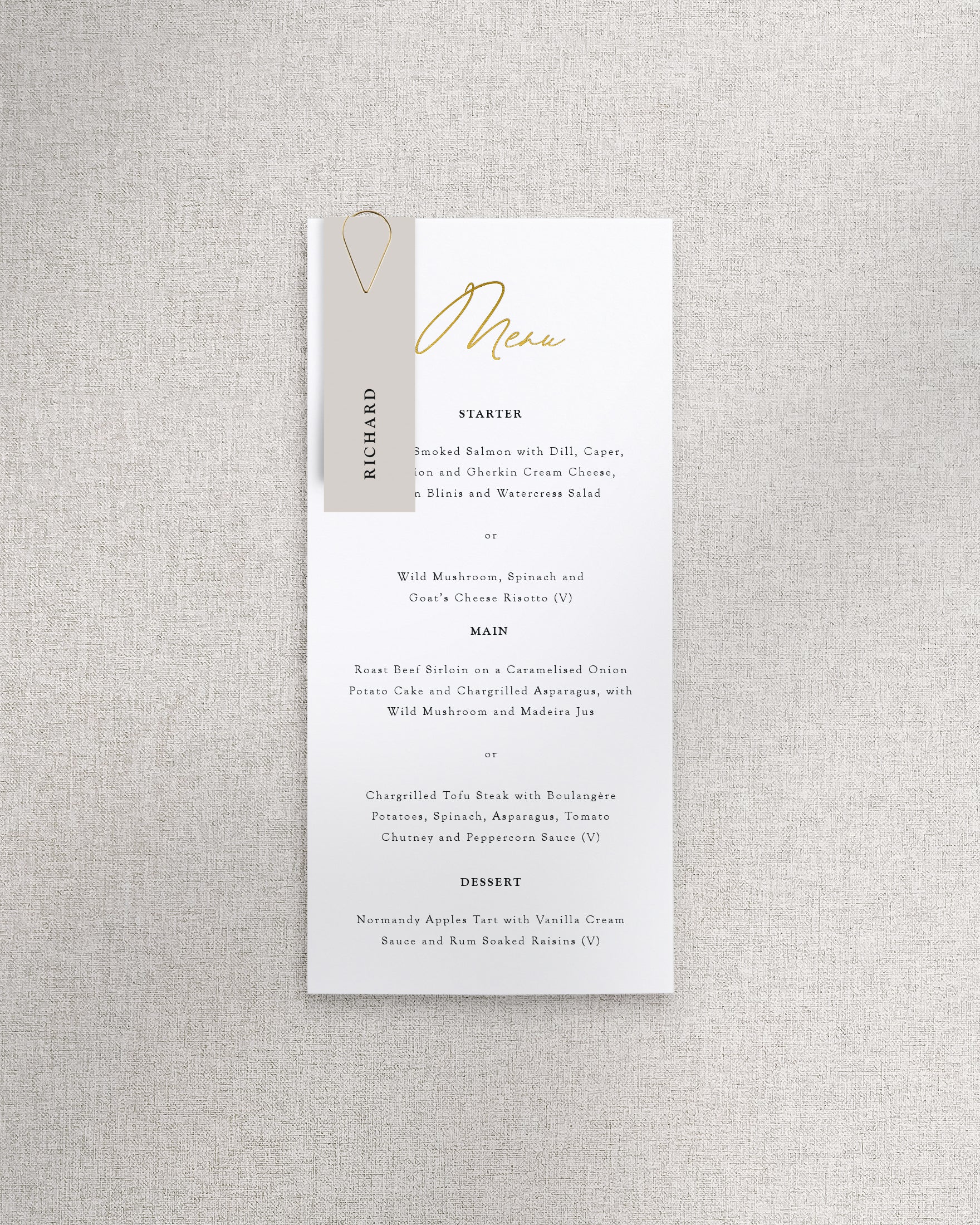 Ariel Menu with Name Tag