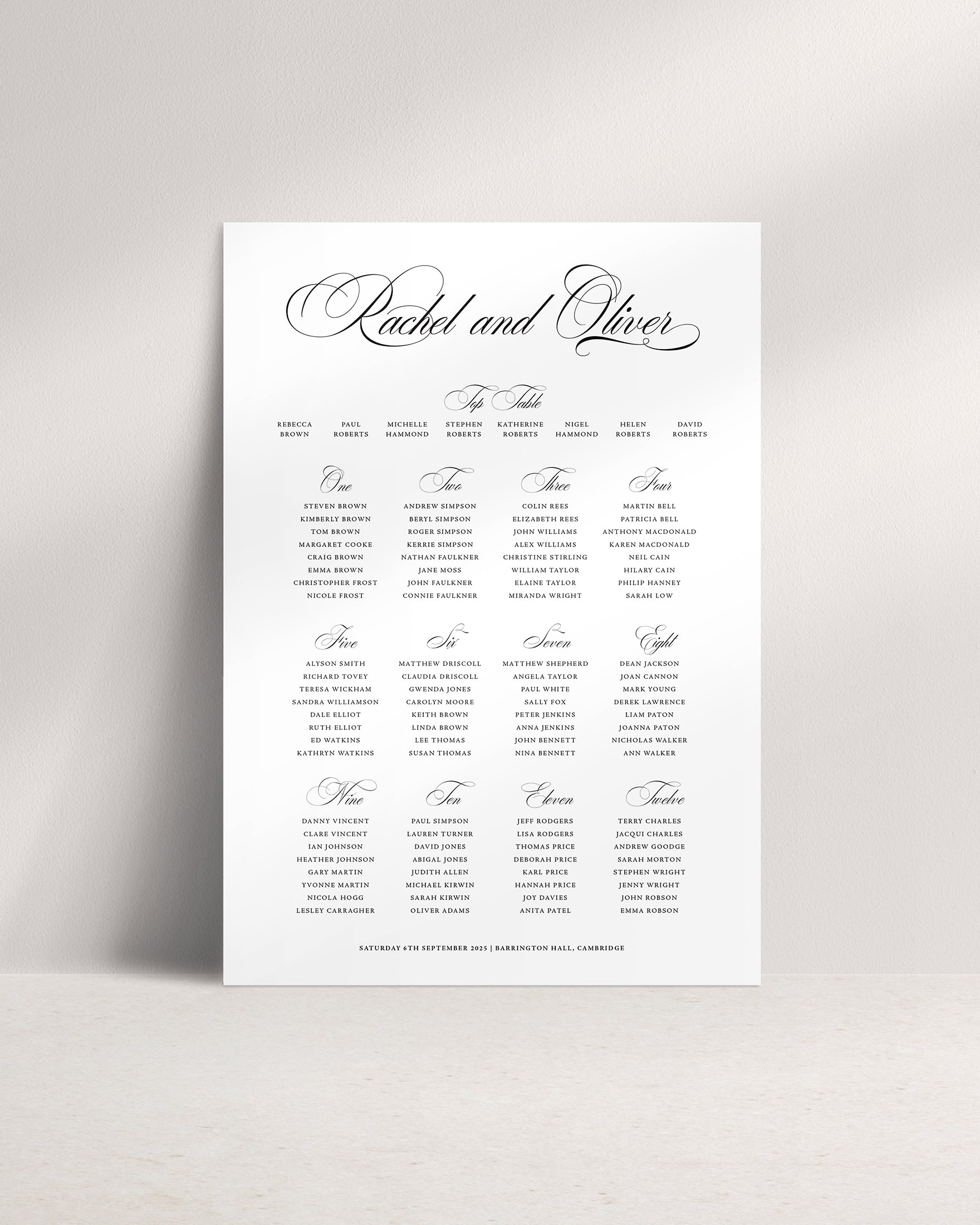 Beatrice A1 Wedding Seating Plan