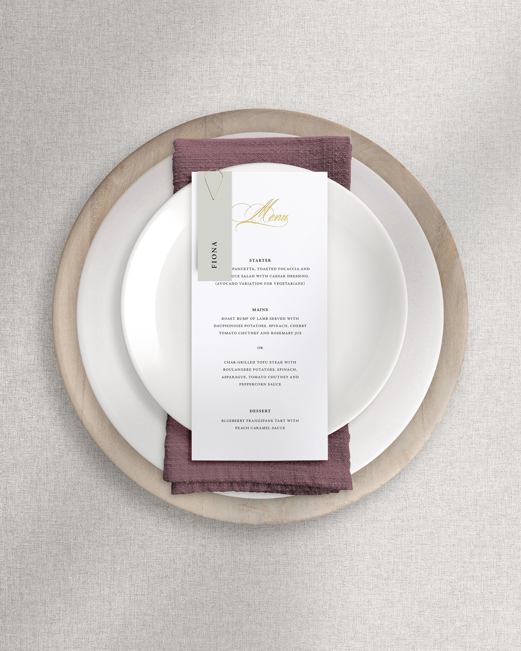 Beatrice Menu on Plate