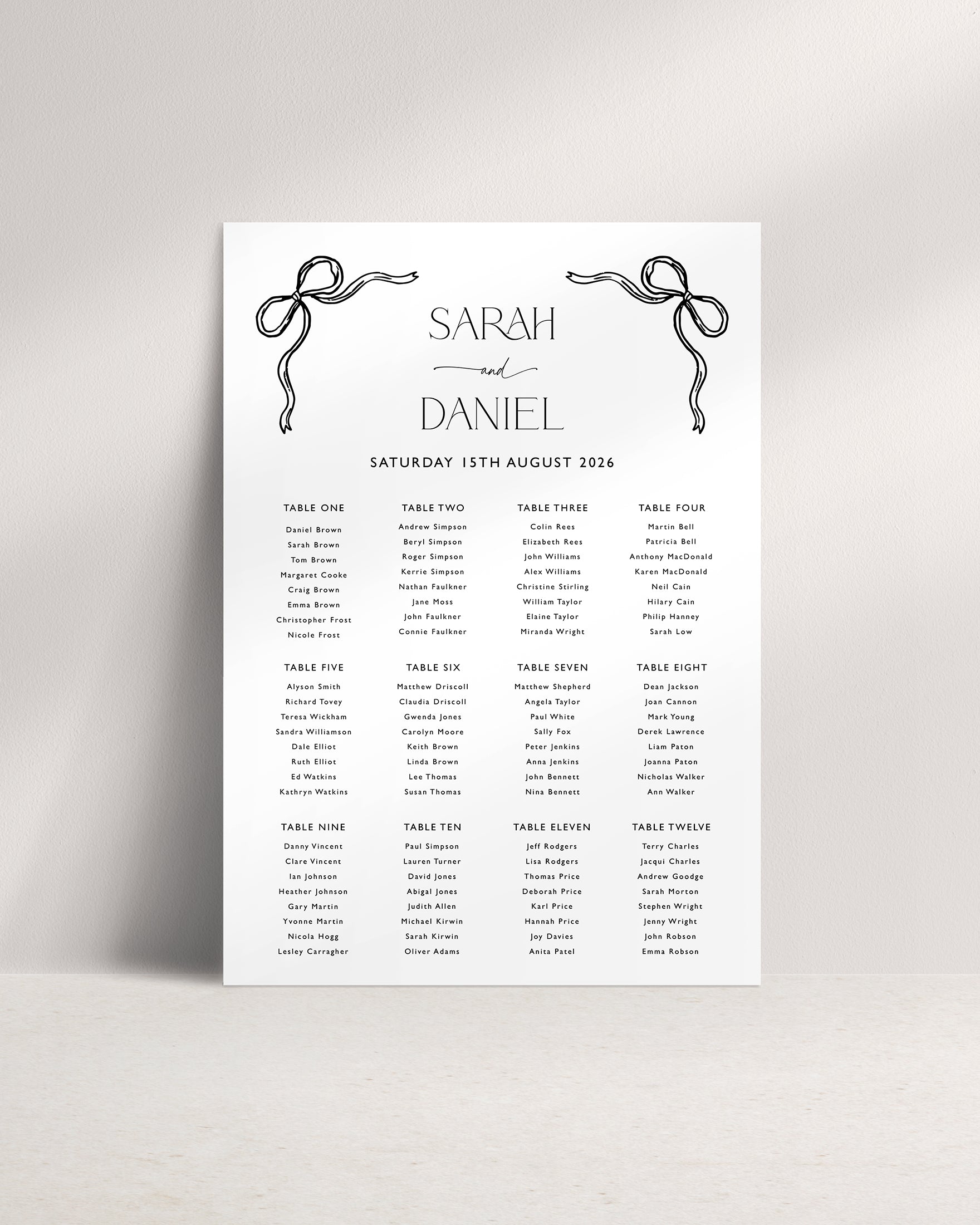 Florence A1 Wedding Seating Plan