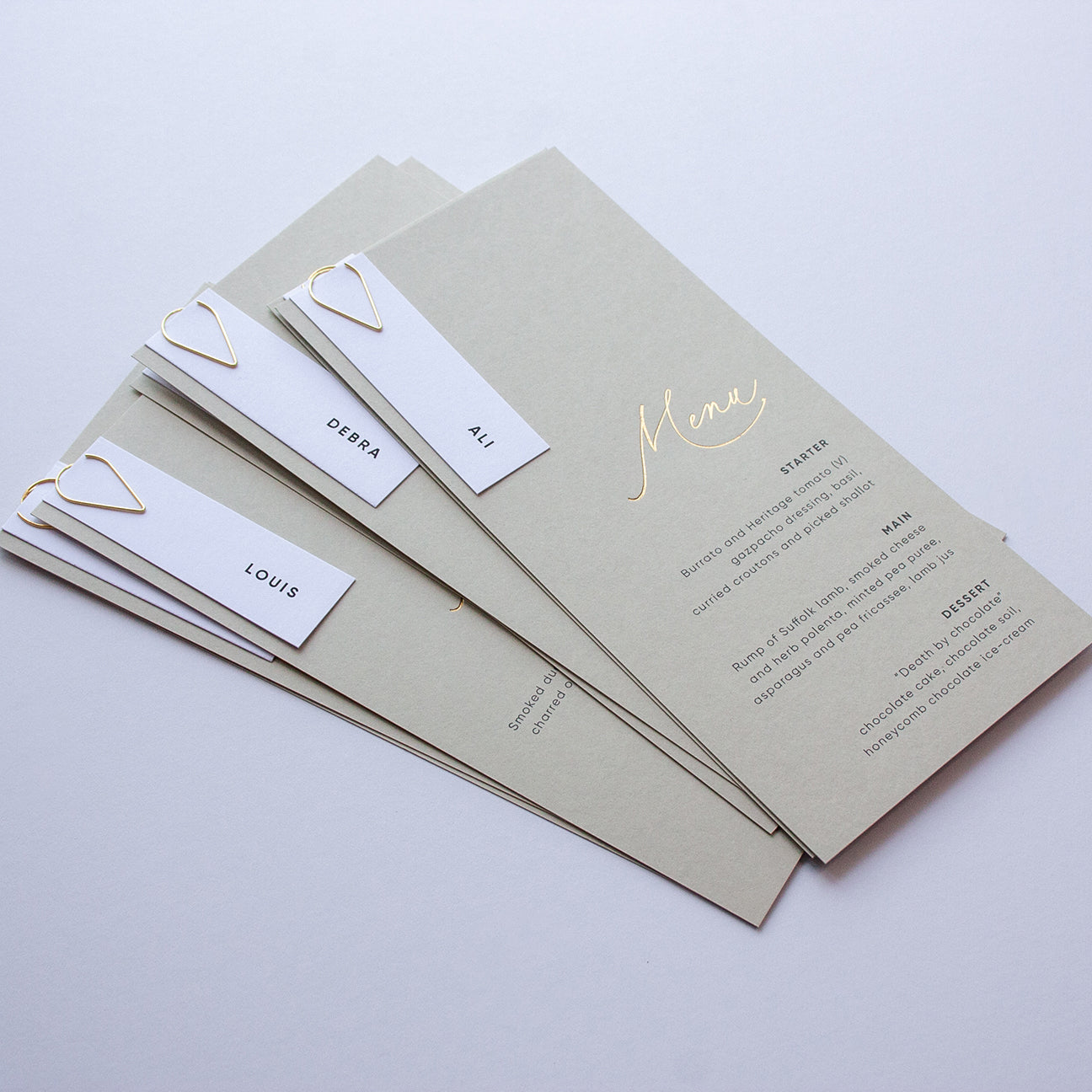 Hot Foil Pressed Menu - Celia