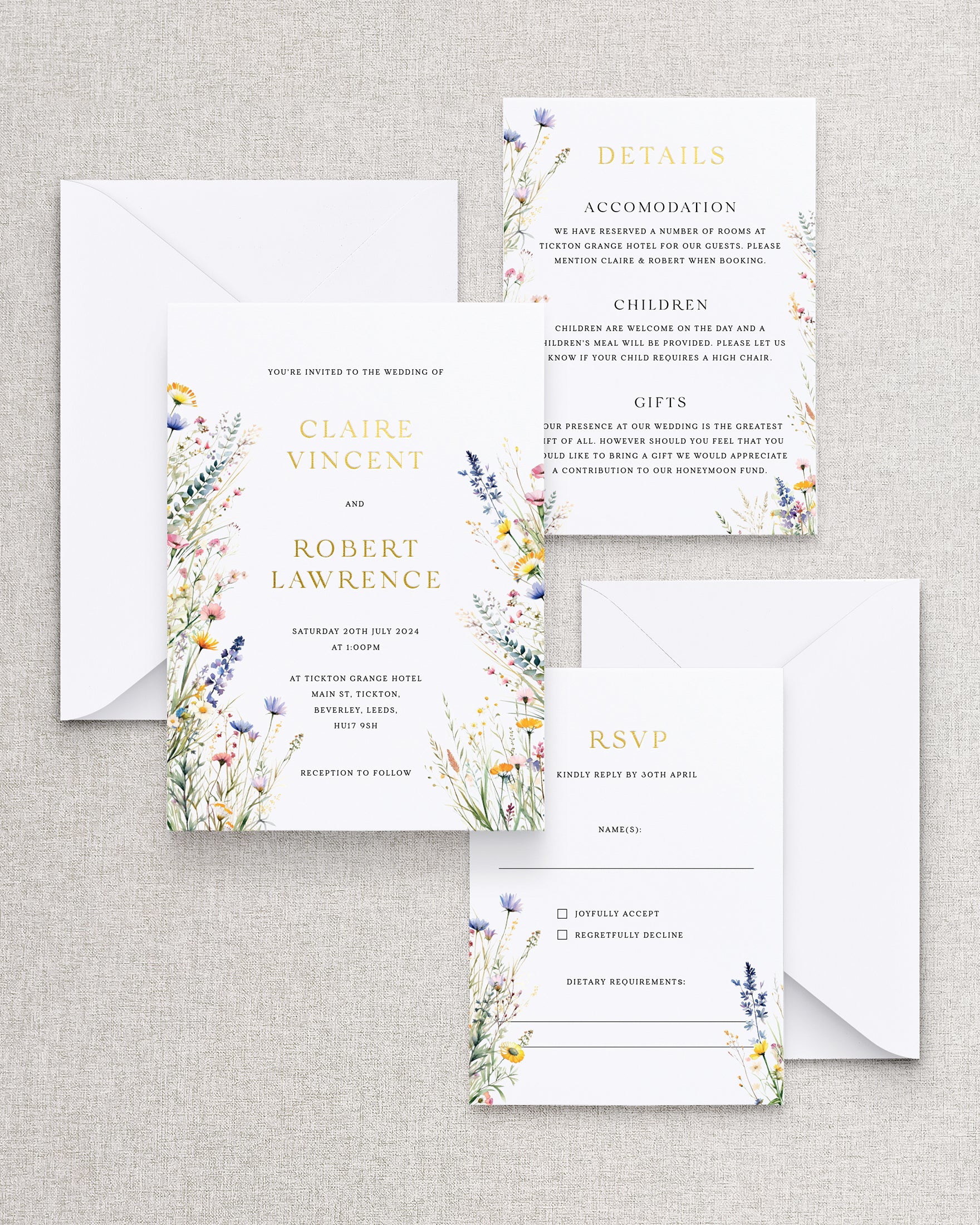 Ophelia Invitation 3 Card Suite