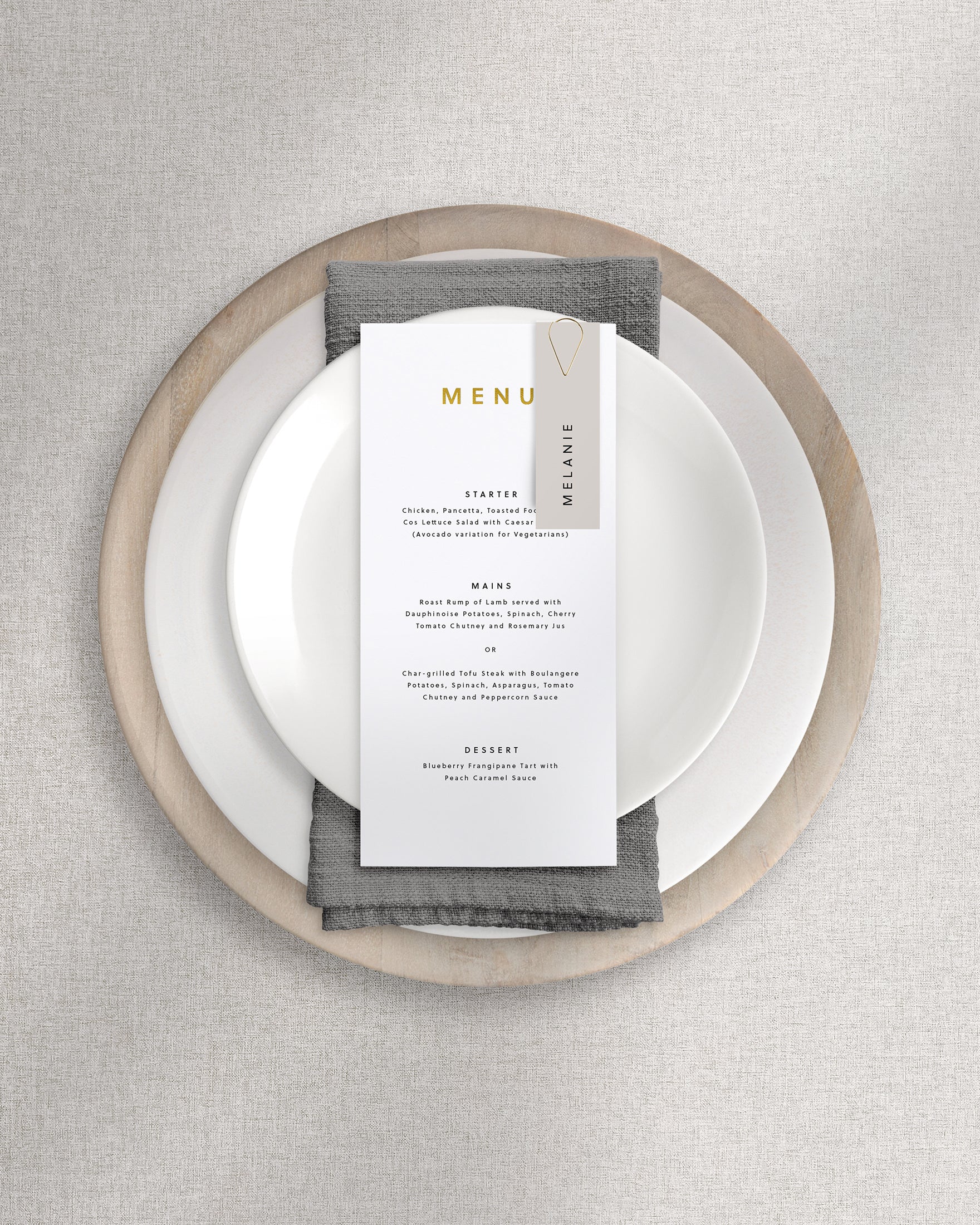 Romeo Menu on Plate