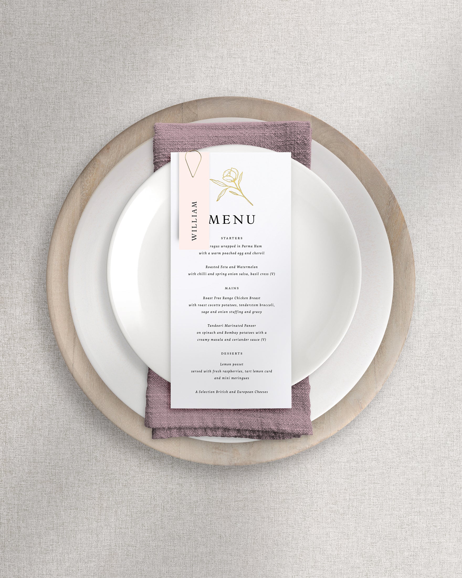 Rosalind Menu on Plate