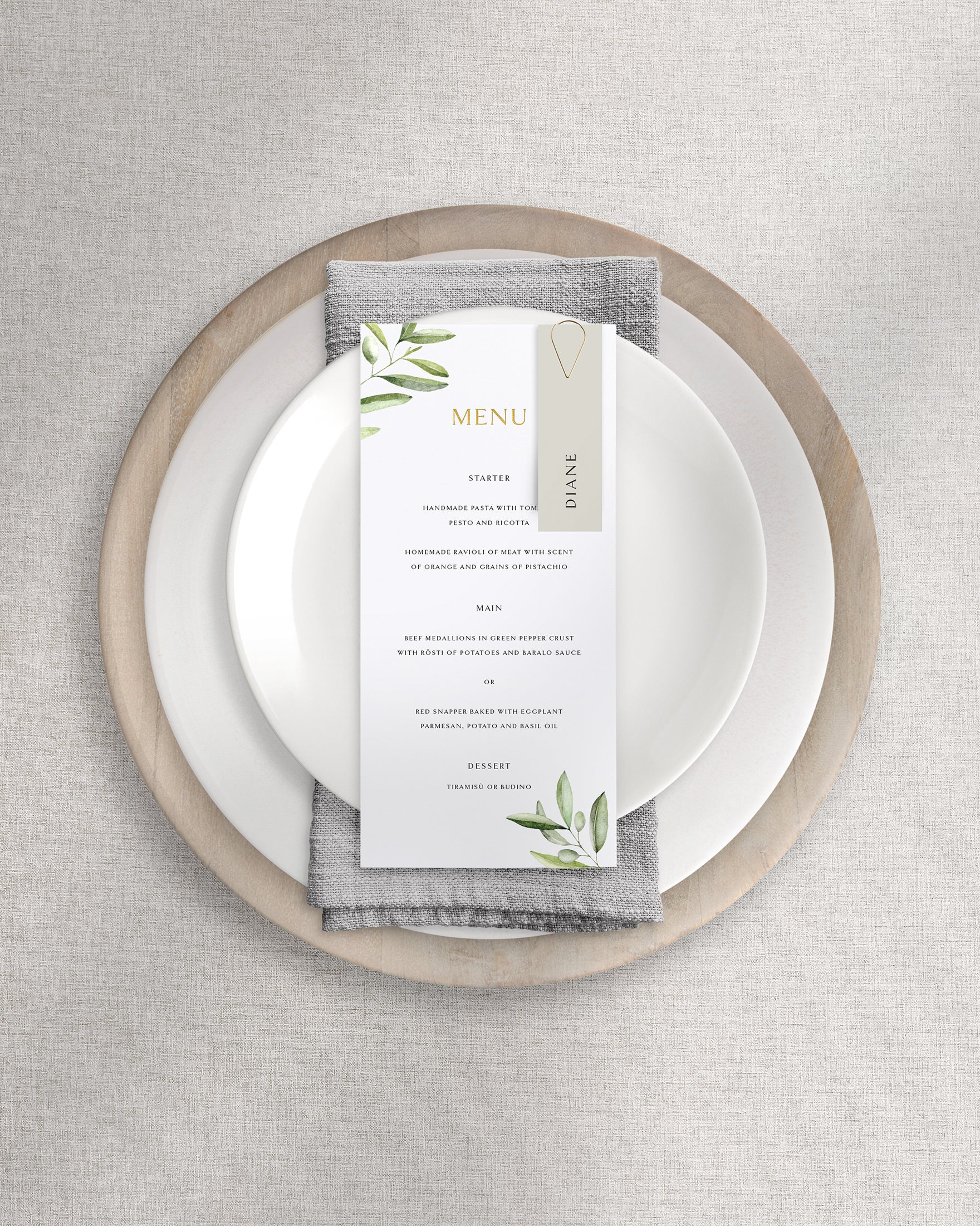 Verona Menu on Plate