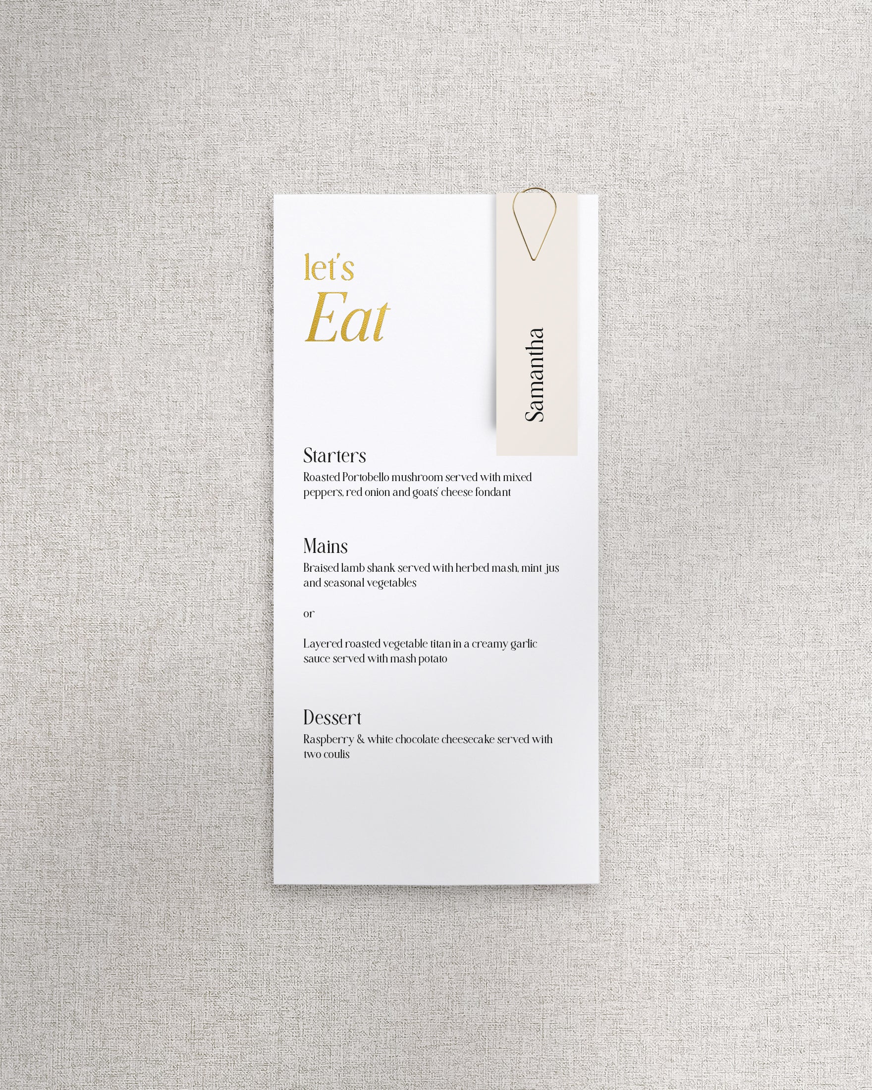 Vienna Menu with Name Tag