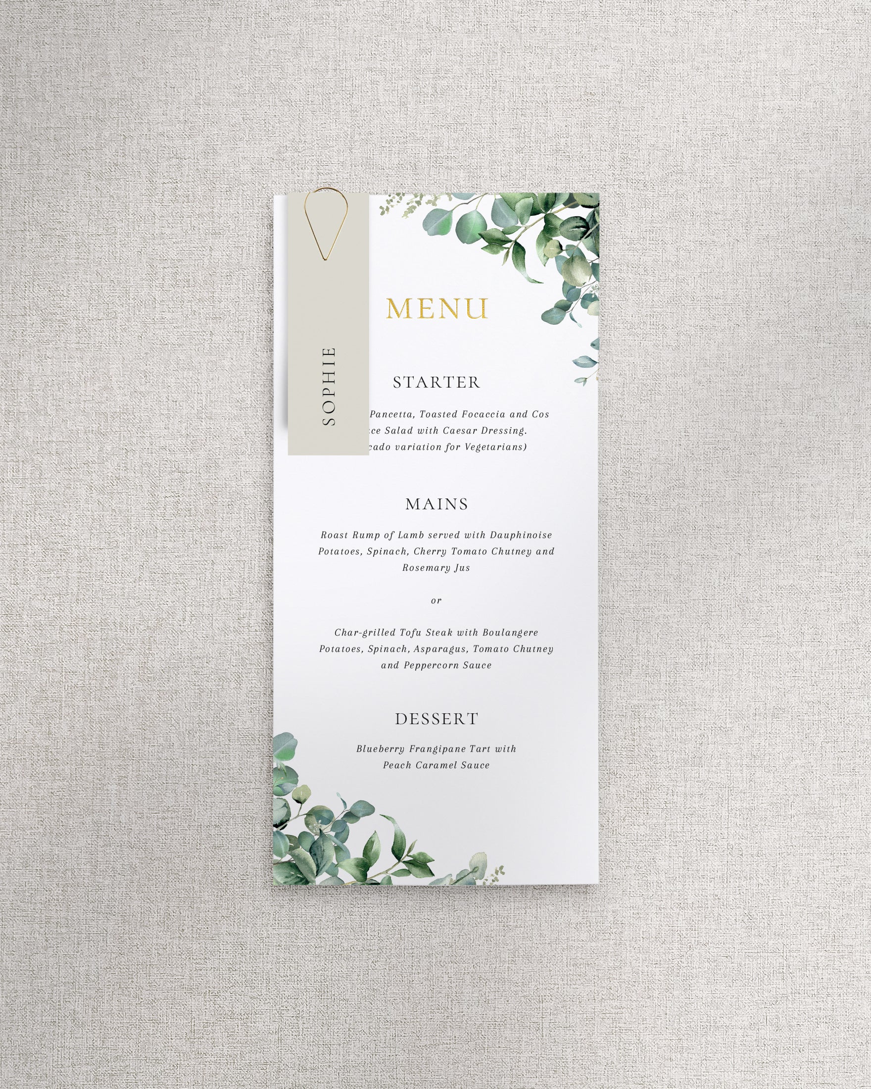 Anthony Menu with Name Tag