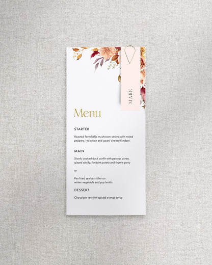 Augustus Menu with Name Tag