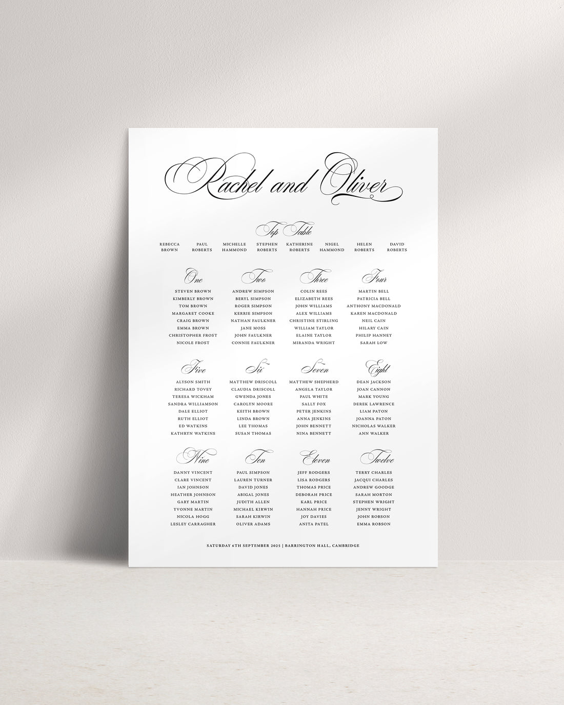 Beatrice A1 Wedding Seating Plan
