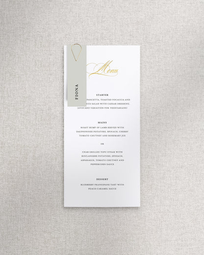 Beatrice Menu with Name Tag