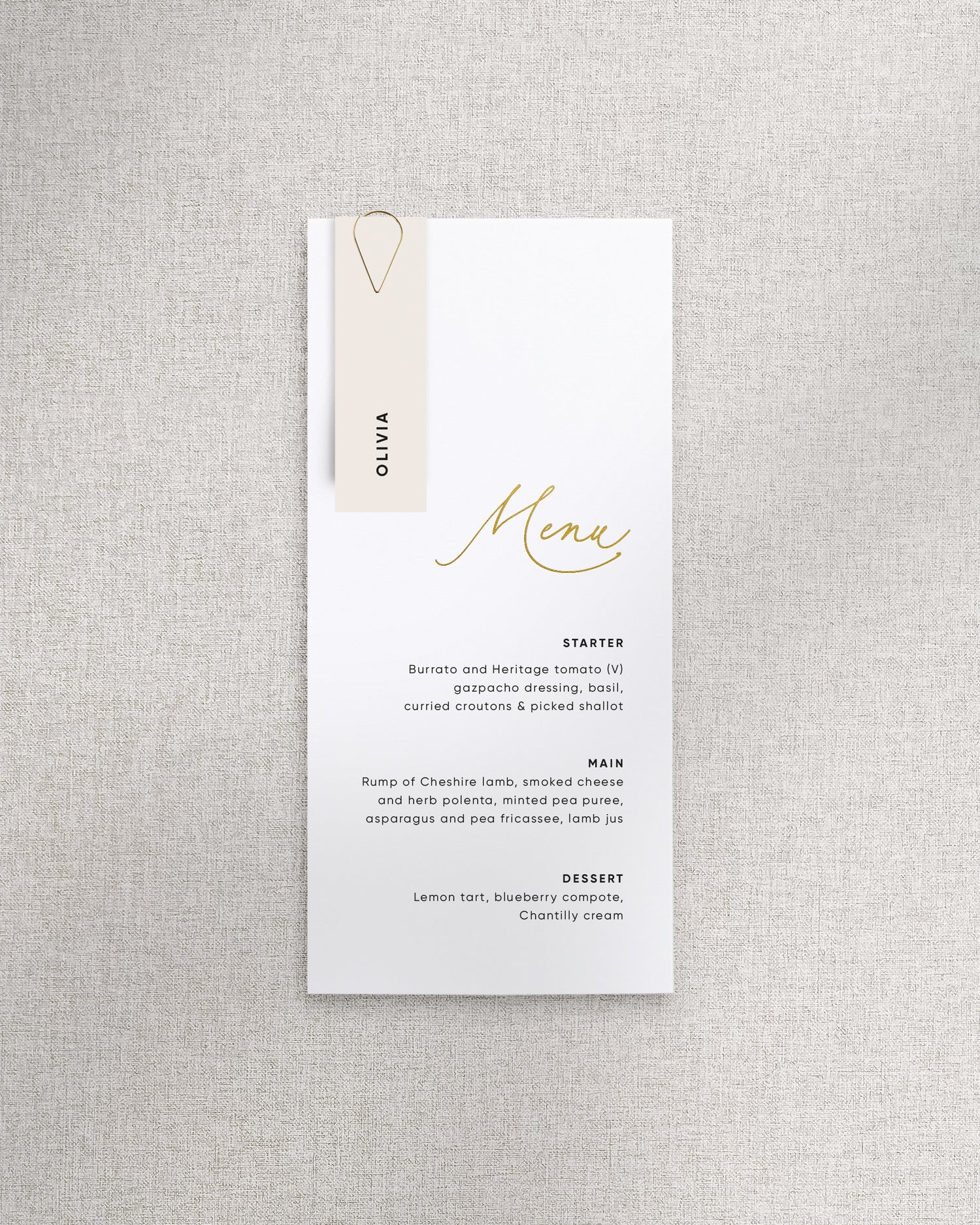 Celia Menu with Name Tag