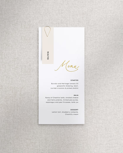 Celia Menu with Name Tag