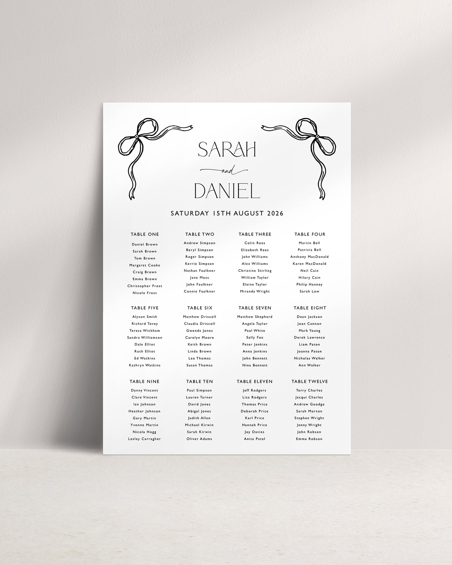 Florence A1 Wedding Seating Plan