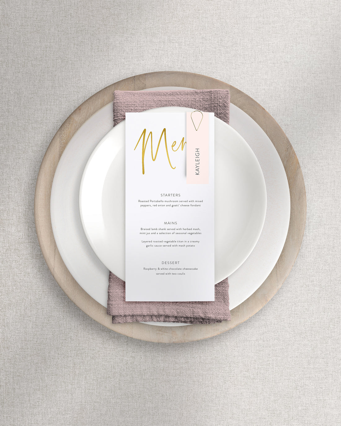Juliet Menu on Plate