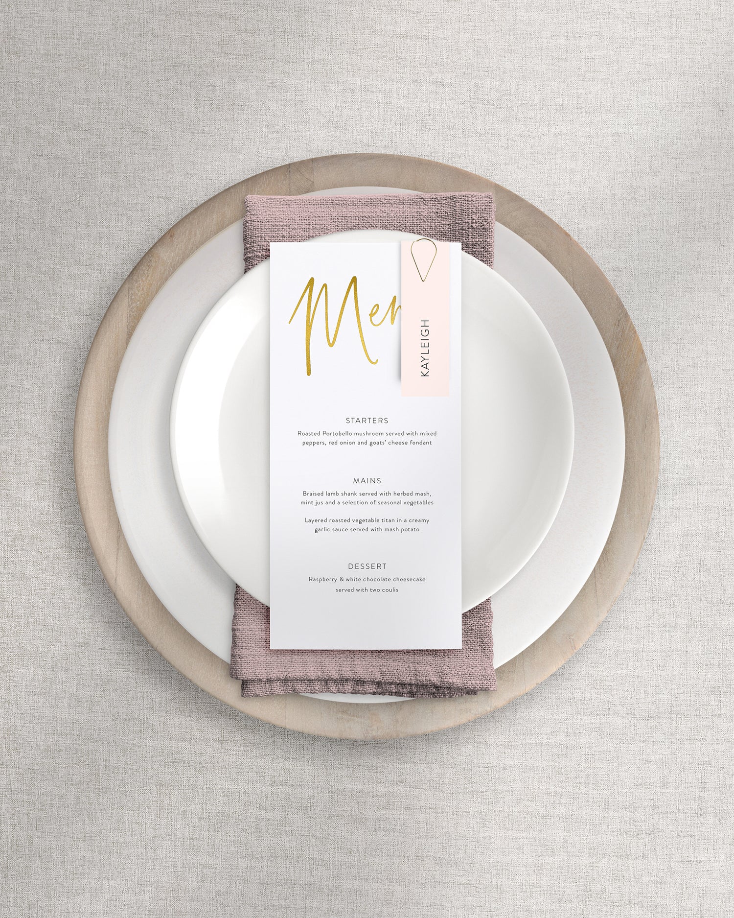 Juliet Menu on Plate