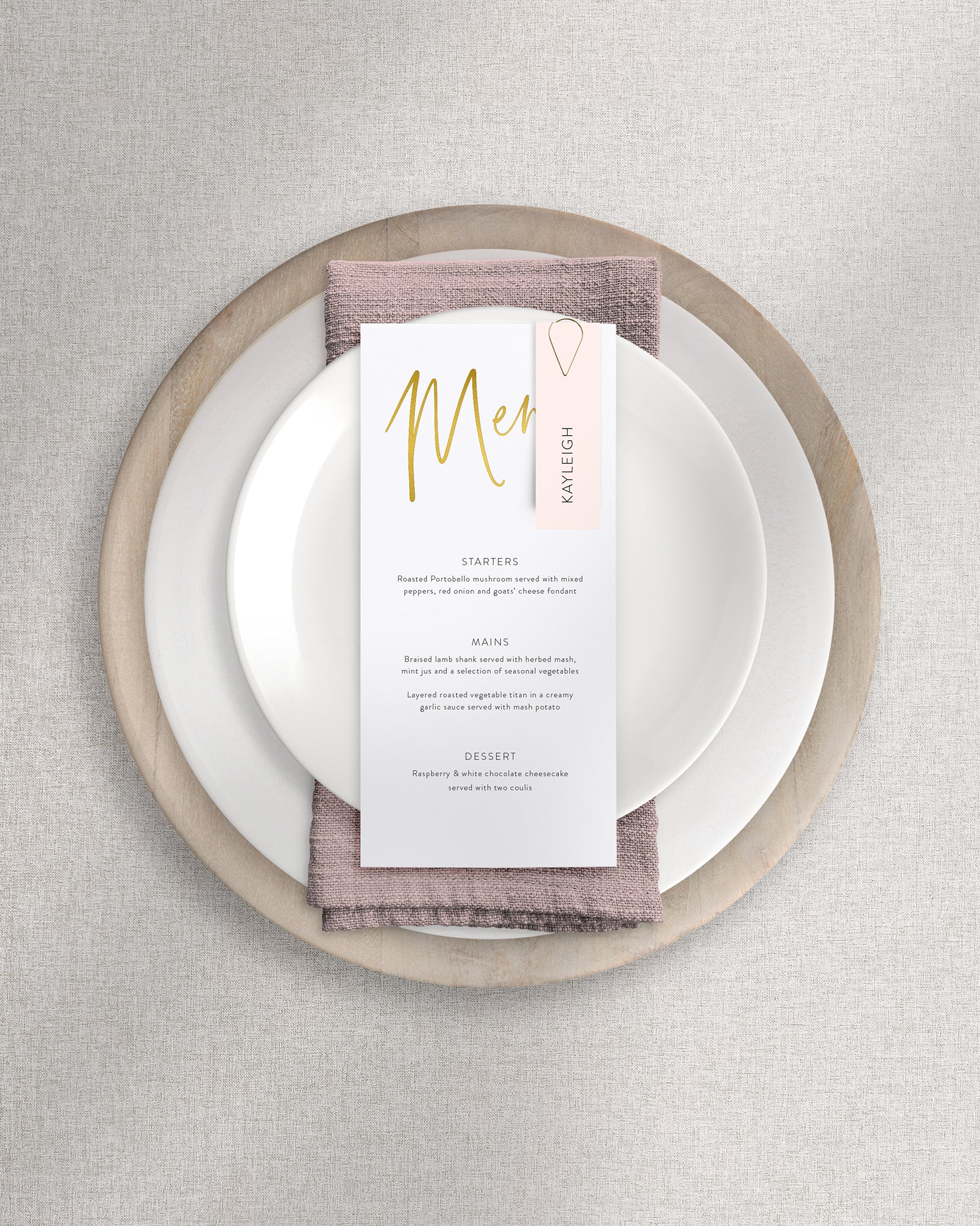 Juliet Menu on Plate