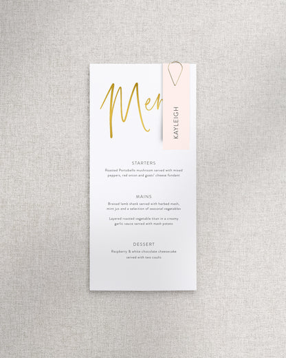 Juliet Menu with Name Tag