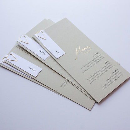 Hot Foil Pressed Menu - Celia