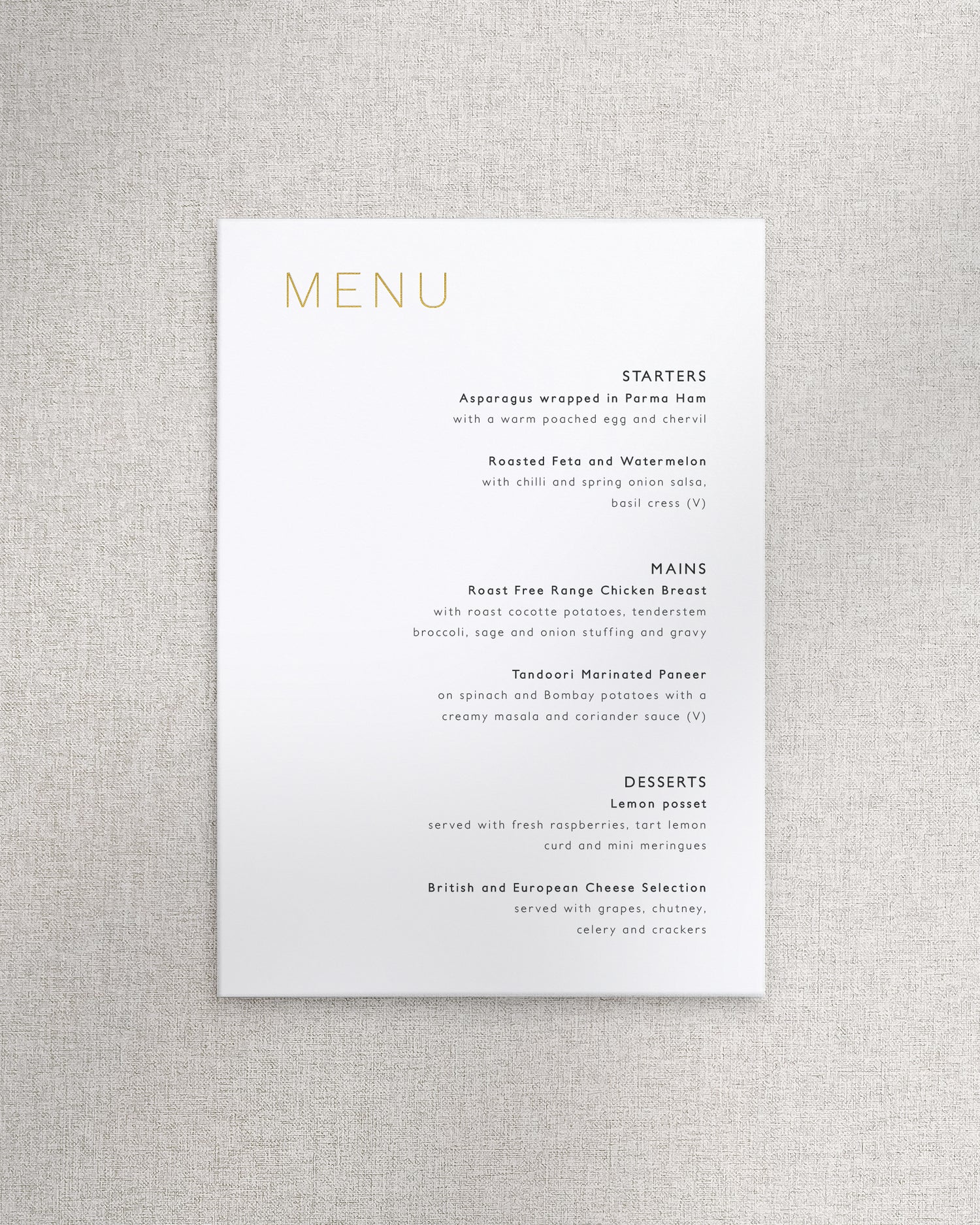 Milan Menu A5