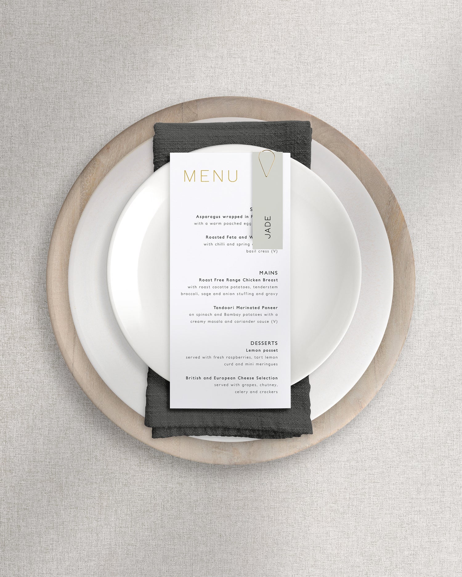 Milan Menu on Plate
