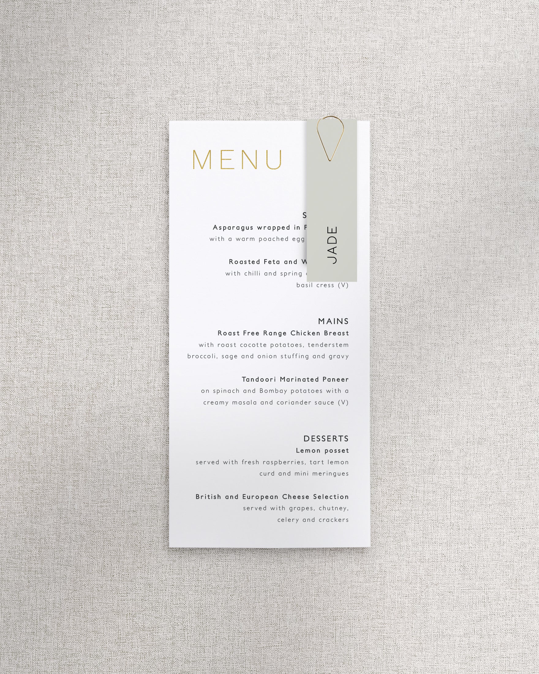 Milan Menu with Name Tag