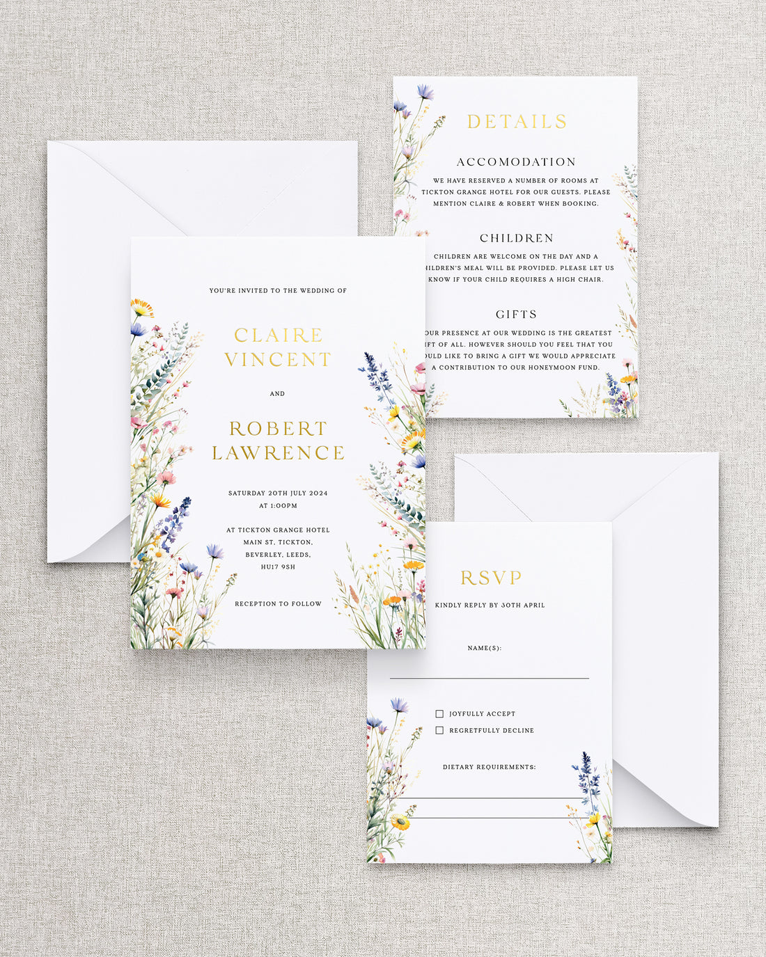 Ophelia Invitation 3 Card Suite