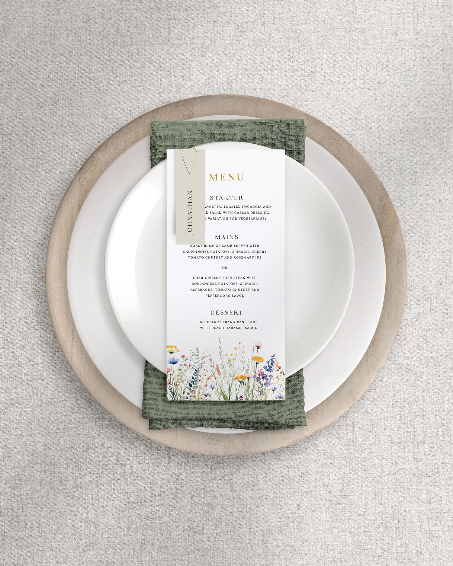 Ophelia Menu on Plate