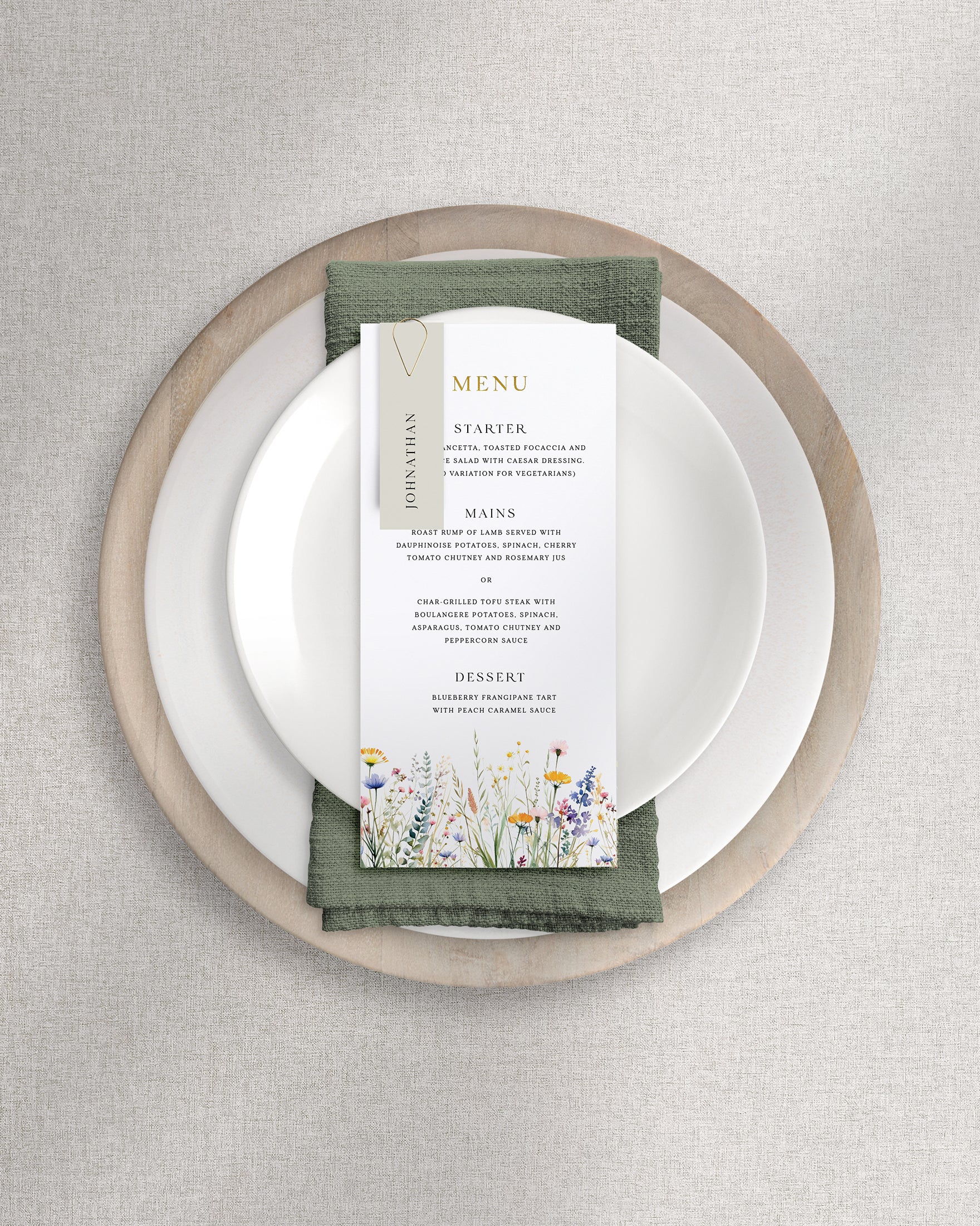 Ophelia Menu on Plate