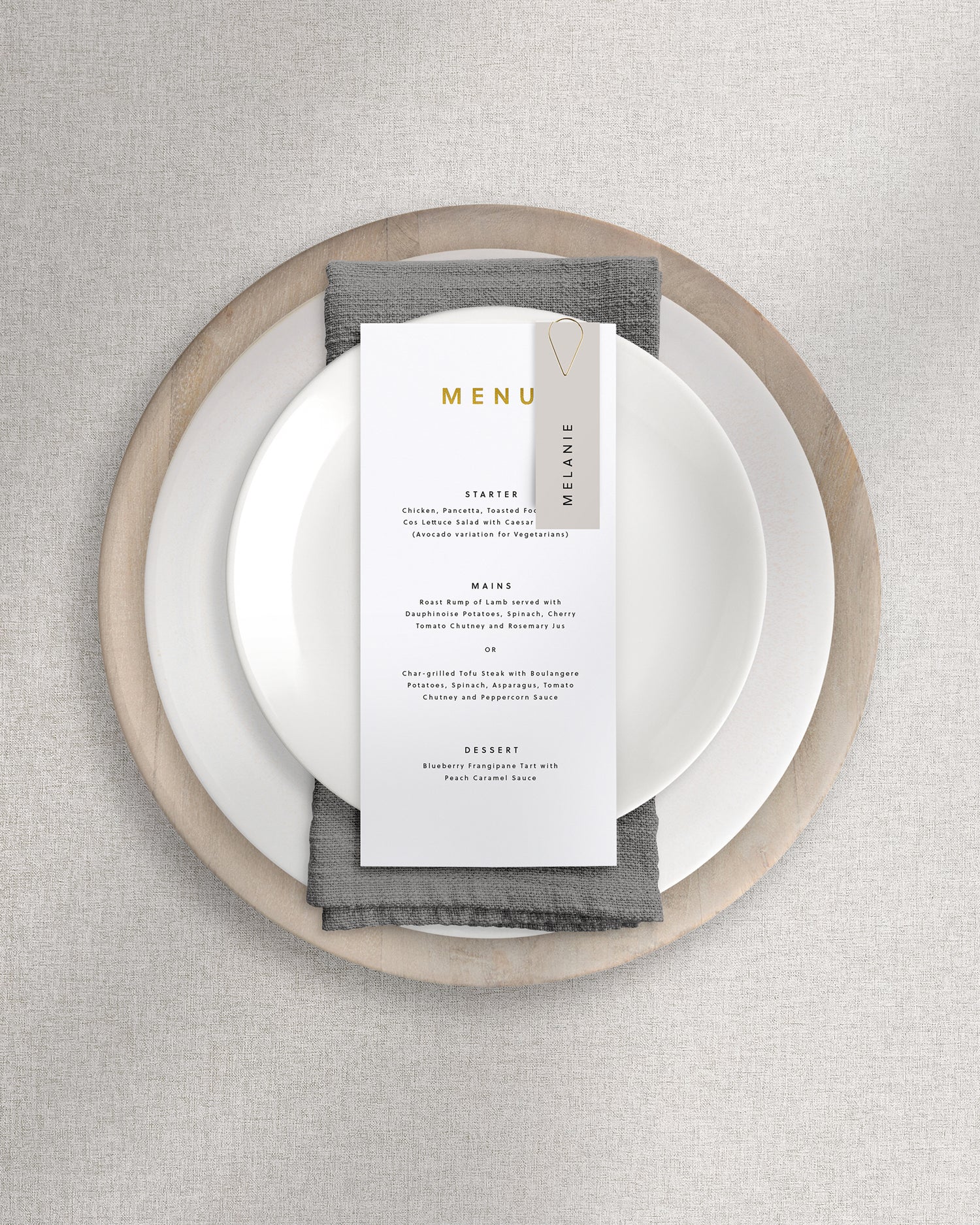 Romeo Menu on Plate