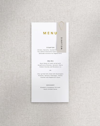 Romeo Menu with Name Tag