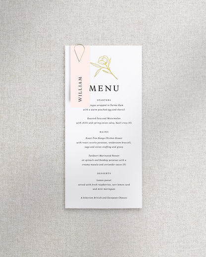 Rosalind Menu with Name Tag