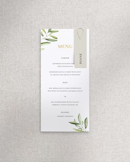 Verona Menu with Name Tag