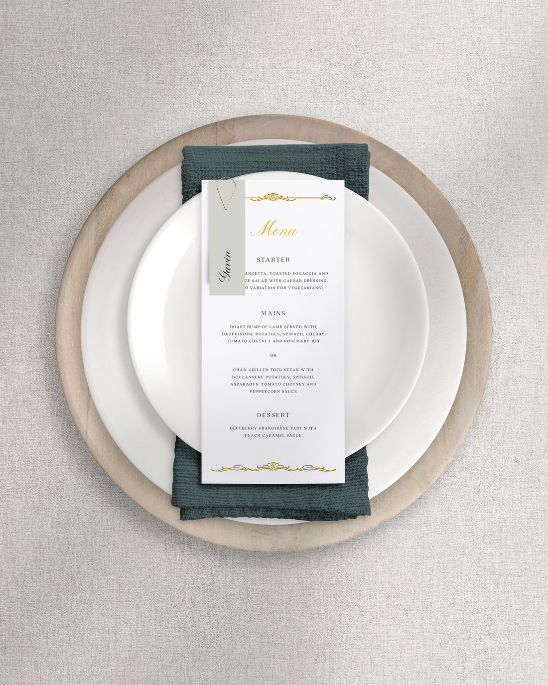 Windsor Menu on Plate