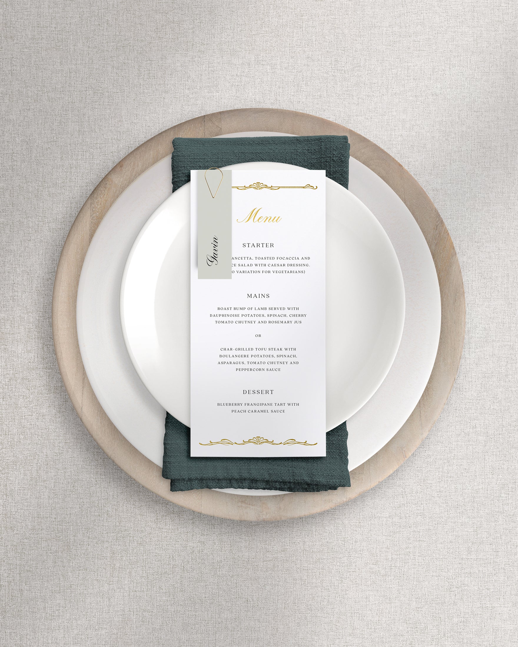 Windsor Menu on Plate